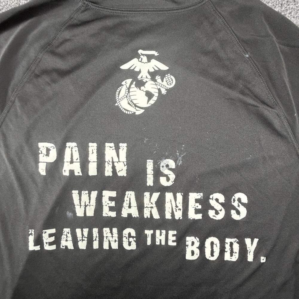 Marines Shirt Mens Large Black Pain Is Weakness Graphic Athletic Performance Tee